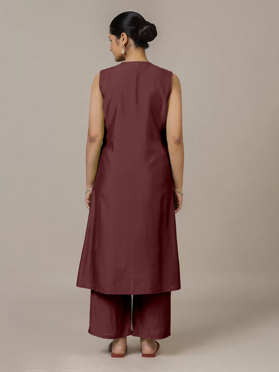 Adah x Rozaana | A Line Kurta in Deep Maroon with Thread Work | Coords or Only Kurta