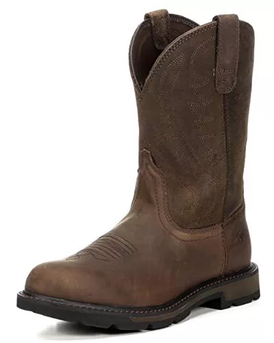 ARIAT mens Pull-on Ariat Groundbreaker Round Toe Work Boot Men s Safety Wide Calf Work Boots, Brown, 11 Wide US