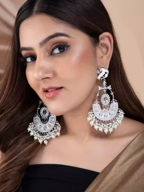 As Seen on Mrunal Thakur -  Rubans Silver-Plated Pearls Chandbali Earring