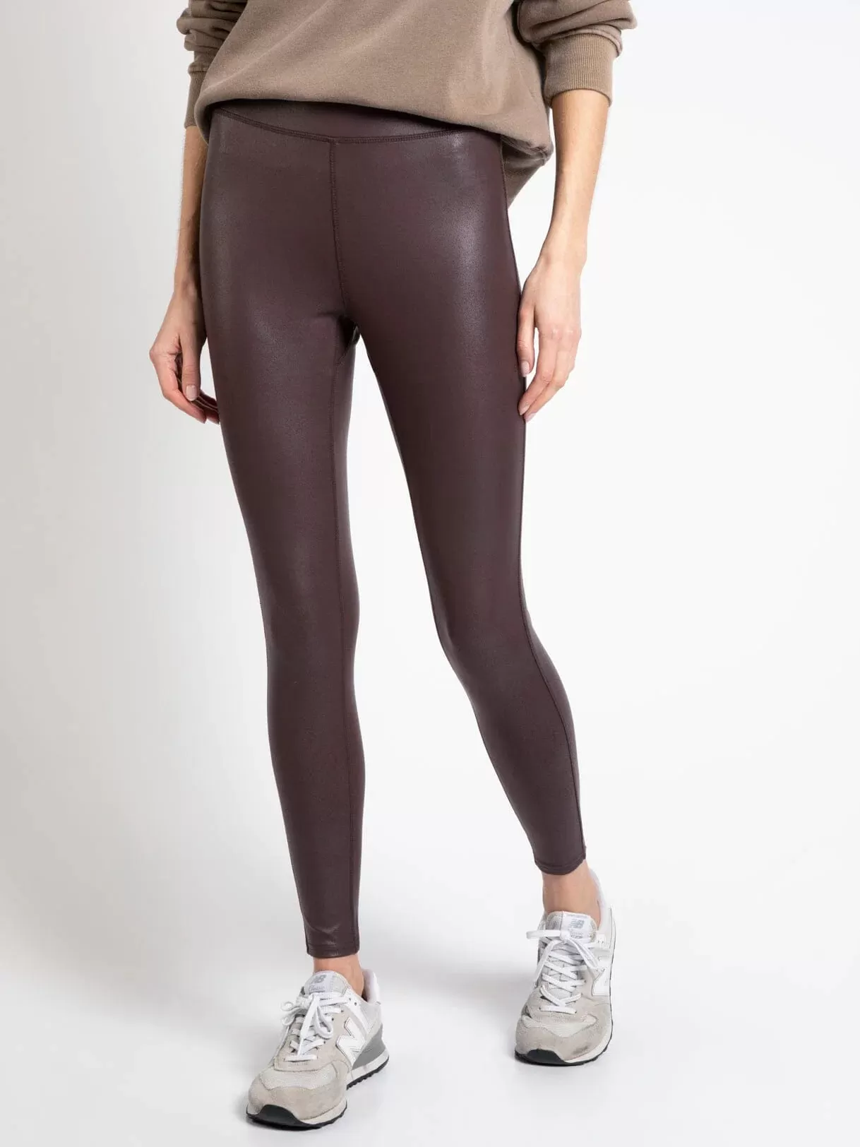 Ava Faux Leather Leggings-Deep Mahogany