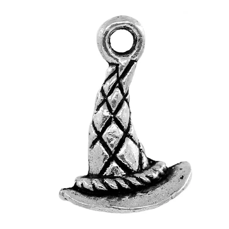 AVBeads Wicca Witch Hat Charms Silver 15mm x 11mm Metal Charms 10pcs