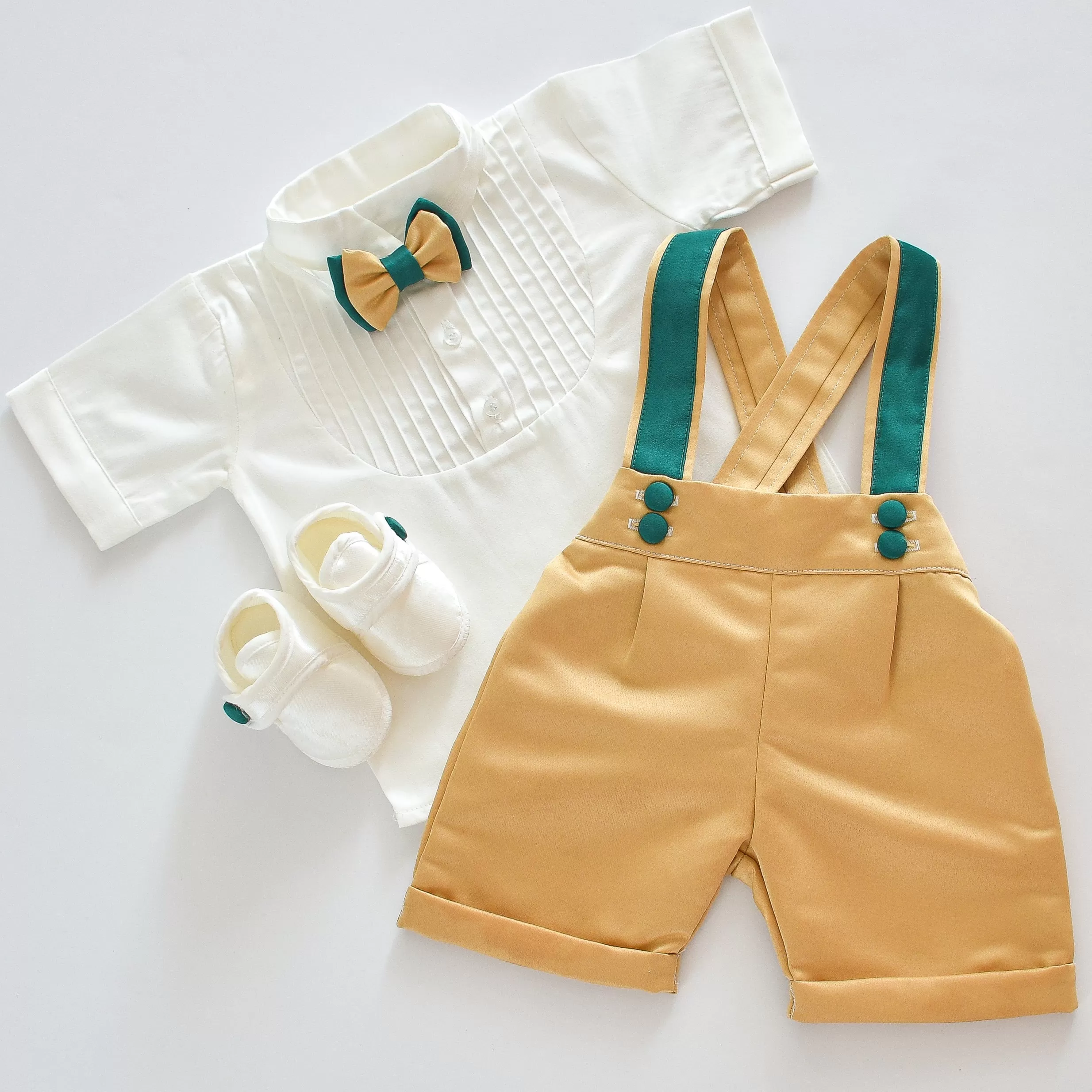 Baby Boy's Shorts Set (Mustard & Green)