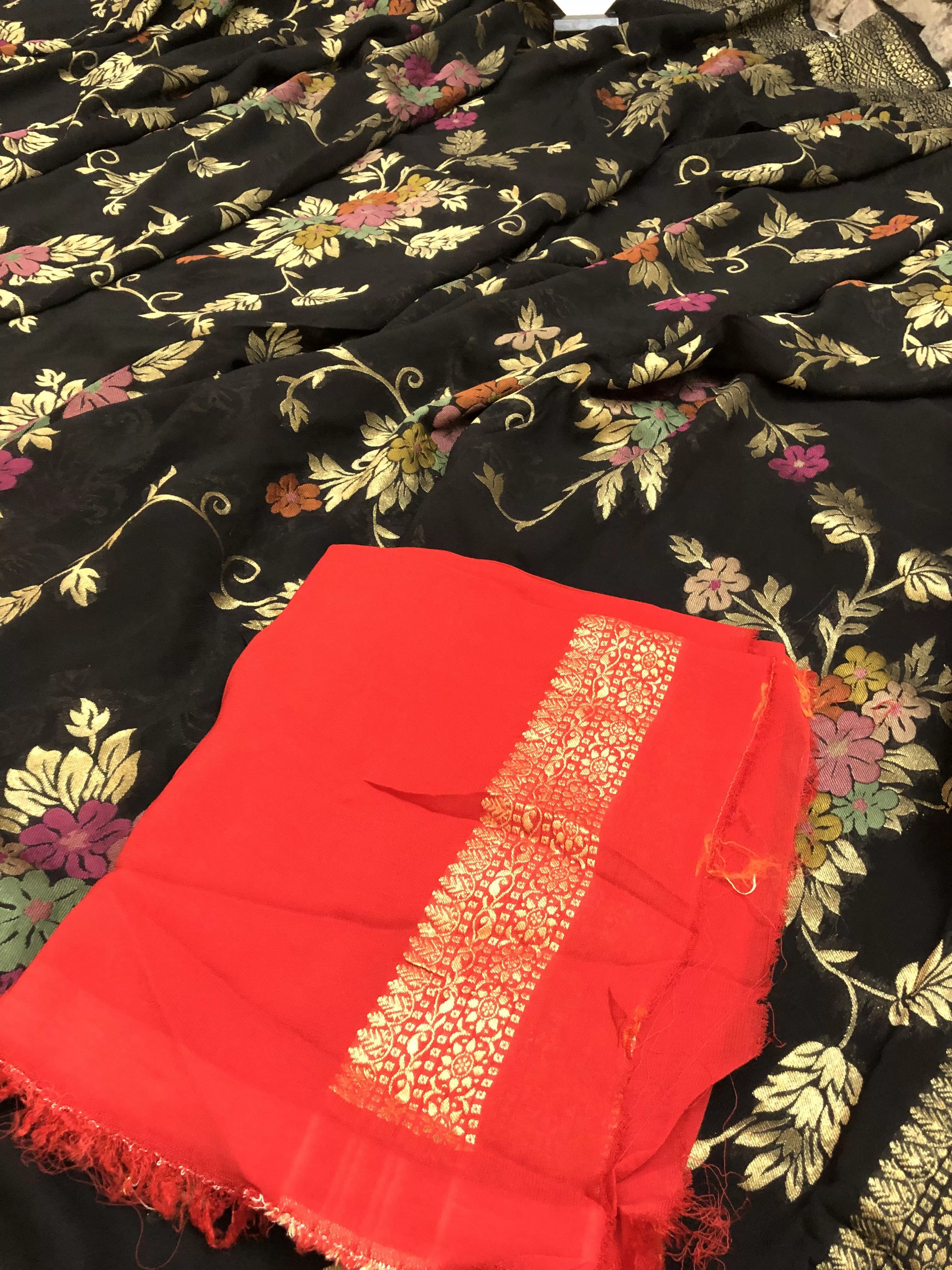 Black Color Meenakari  Georgette Banarasi Saree