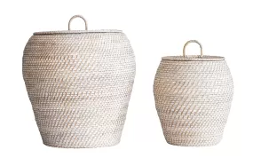 Bloomingville AH0324 Rattan Baskets, White