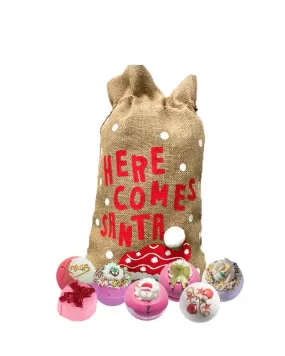 Bomb Cosmetics Here Comes Santa gift sack