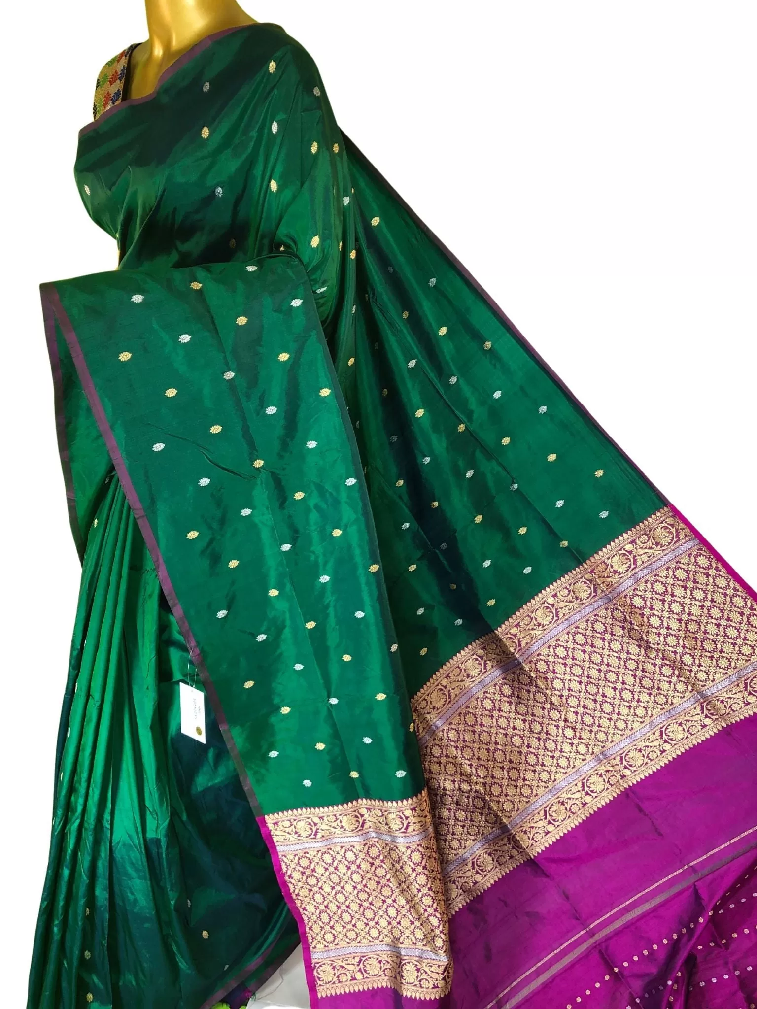 Castleton Green Color Pure Katan Banarasi Saree with Tanchoi Pallu