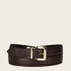 CDA19RS - Cuadra chocolate casual fashion cowhide belt for woman