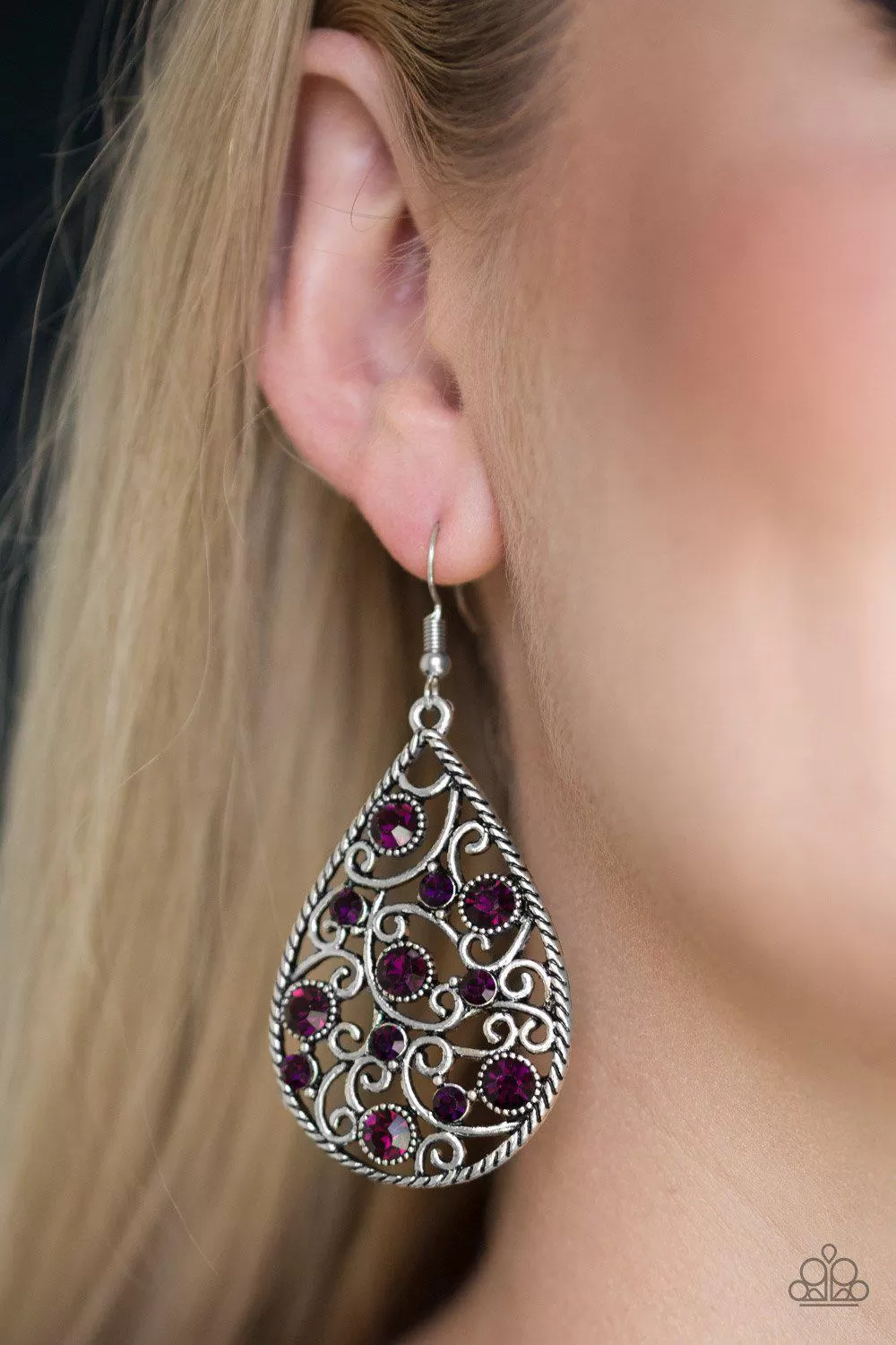 Certainly Courtier Purple Earrings - Paparazzi Accessories