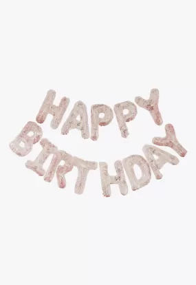 Clear Foil & Confetti Happy Birthday Balloons Banner