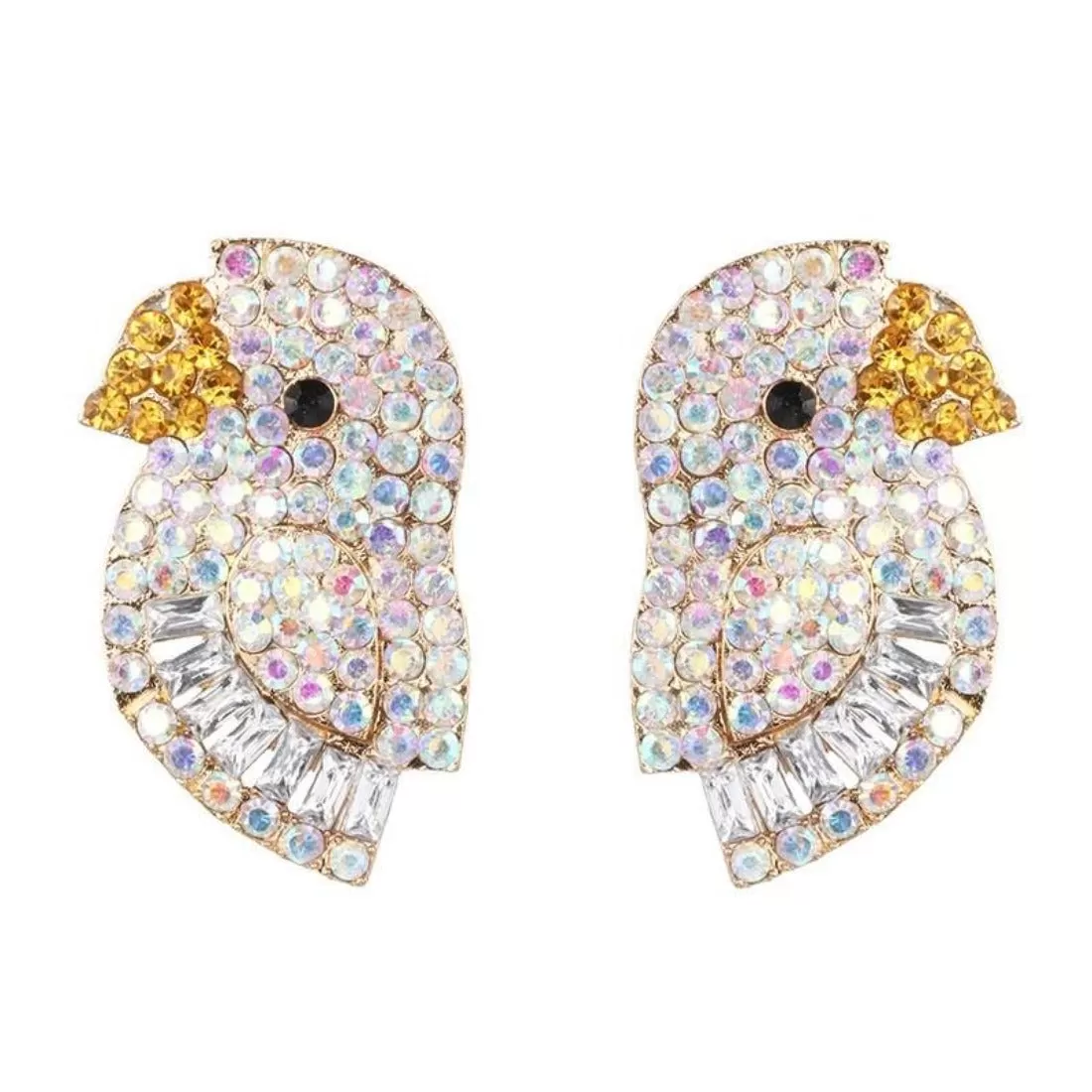 Colorful Crystal Bird Statement Party Earrings - 3 Styles