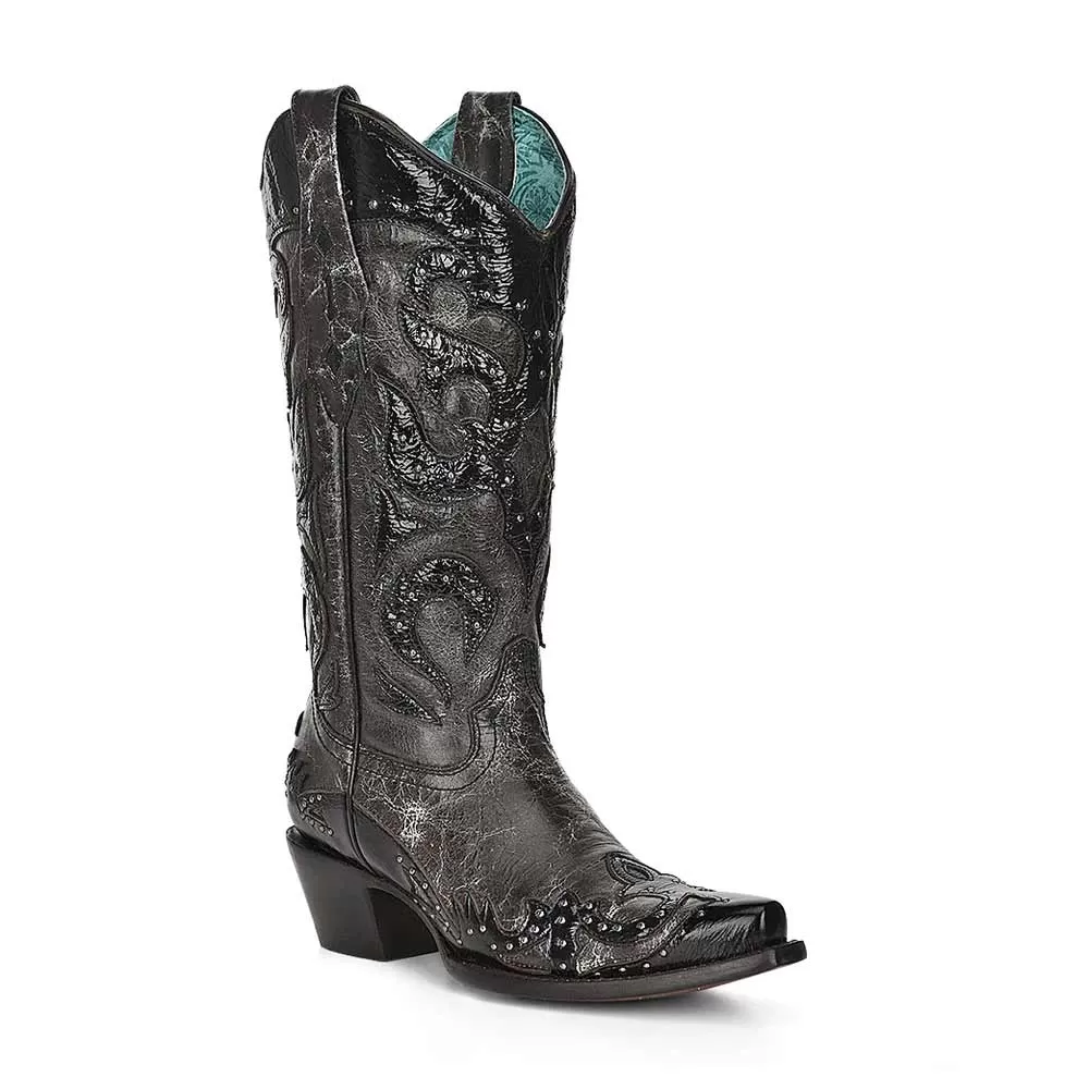 Corral Women's Crackle Wing Tip Snip Toe Cowgirl Boots