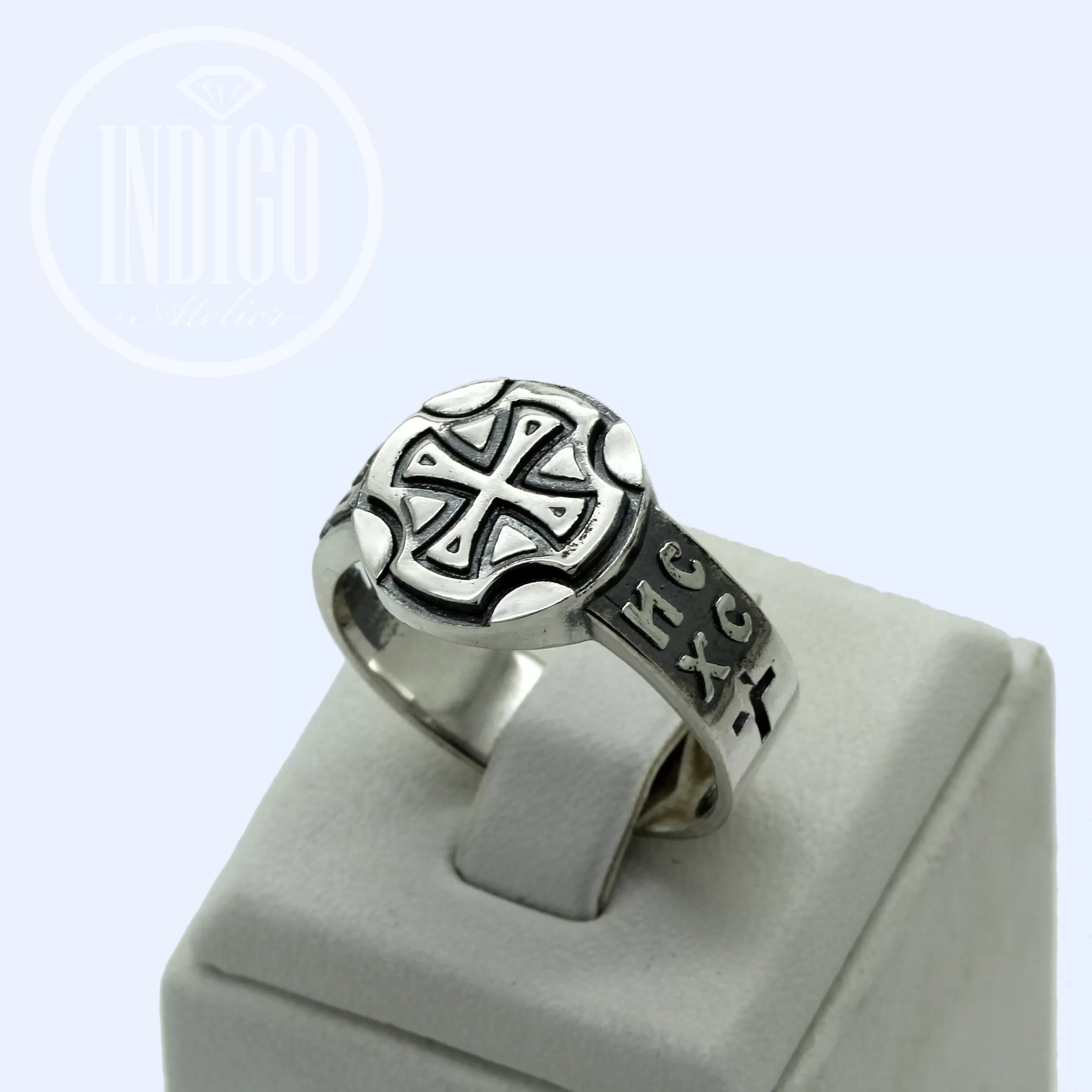 Cross Bless and Save Symbol Men's Ring Silver 925