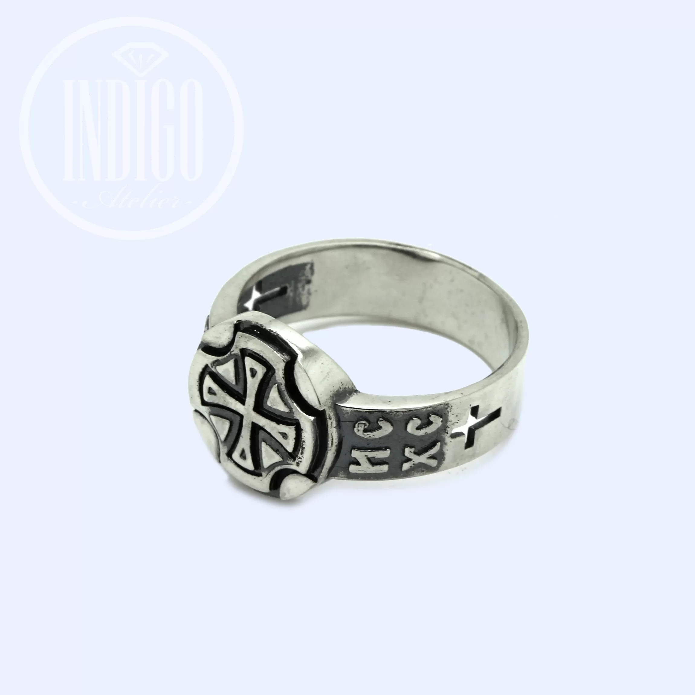 Cross Bless and Save Symbol Men's Ring Silver 925