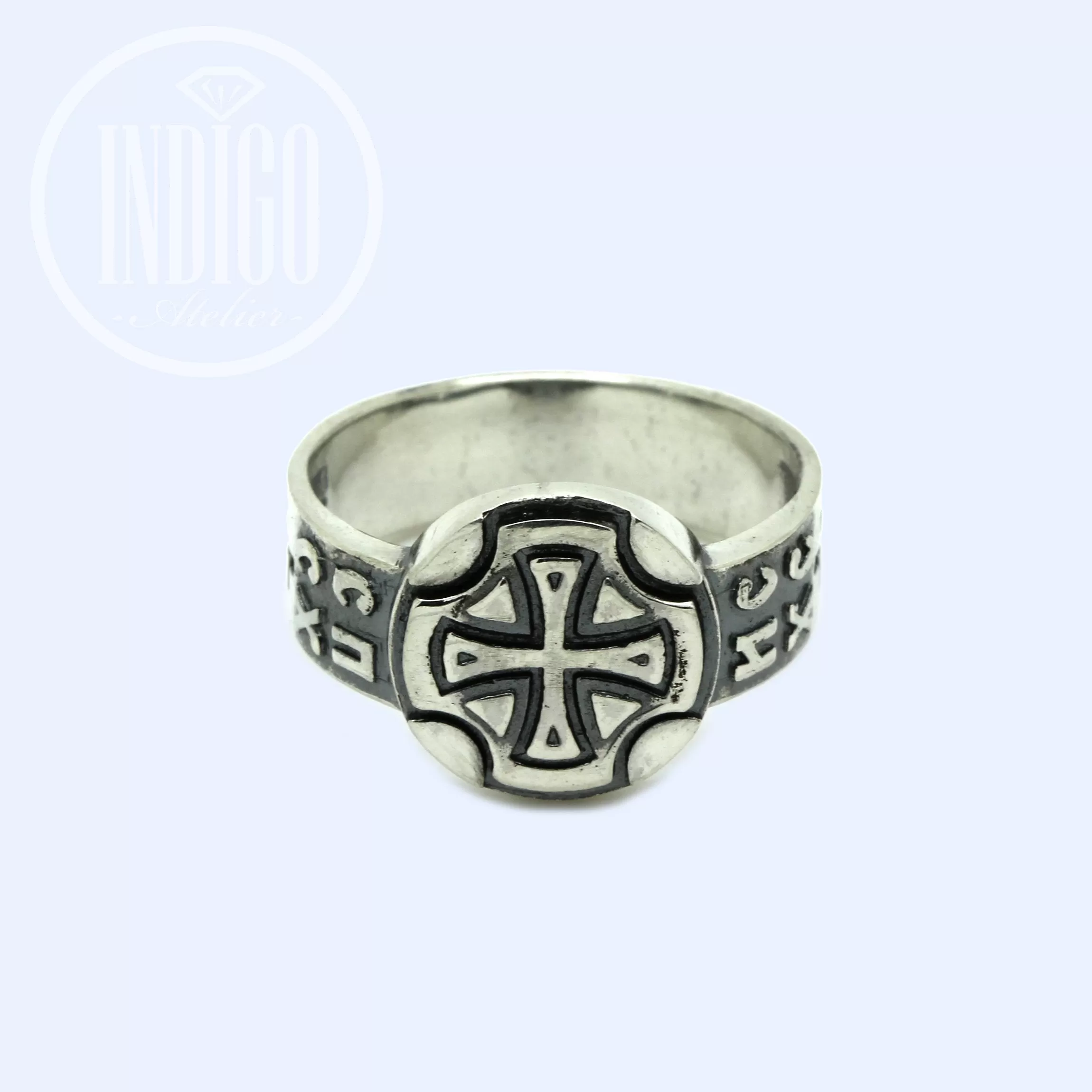 Cross Bless and Save Symbol Men's Ring Silver 925