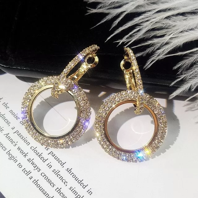 Fashion U Shape Rhinestone Hoops & Stud Earrings