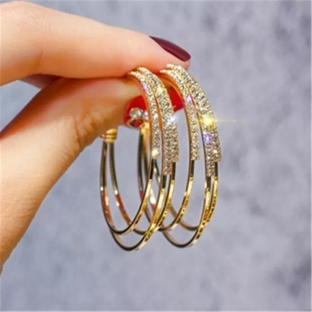 Fashion U Shape Rhinestone Hoops & Stud Earrings