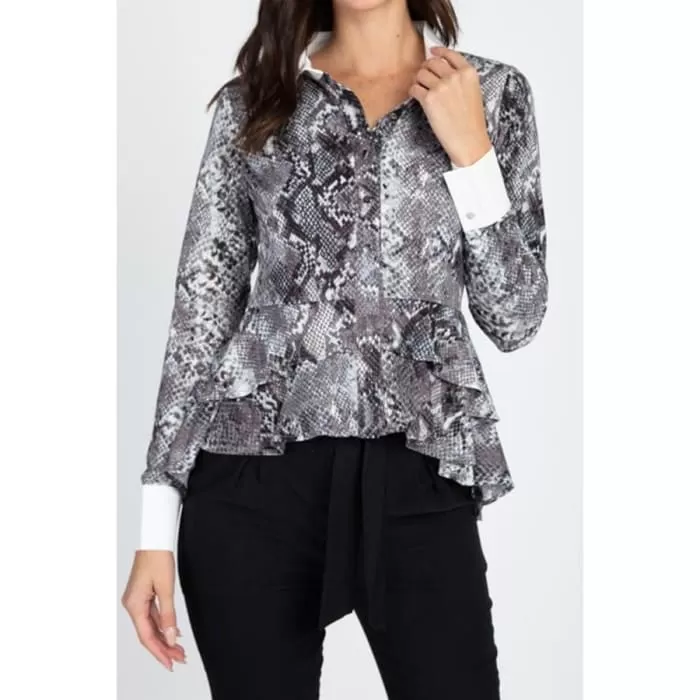 French Cuff Peplum Blouse