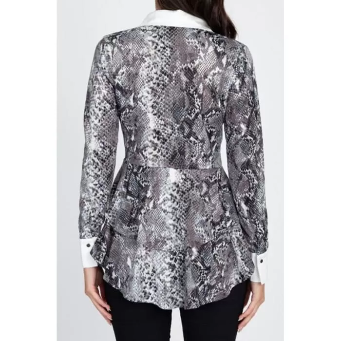 French Cuff Peplum Blouse