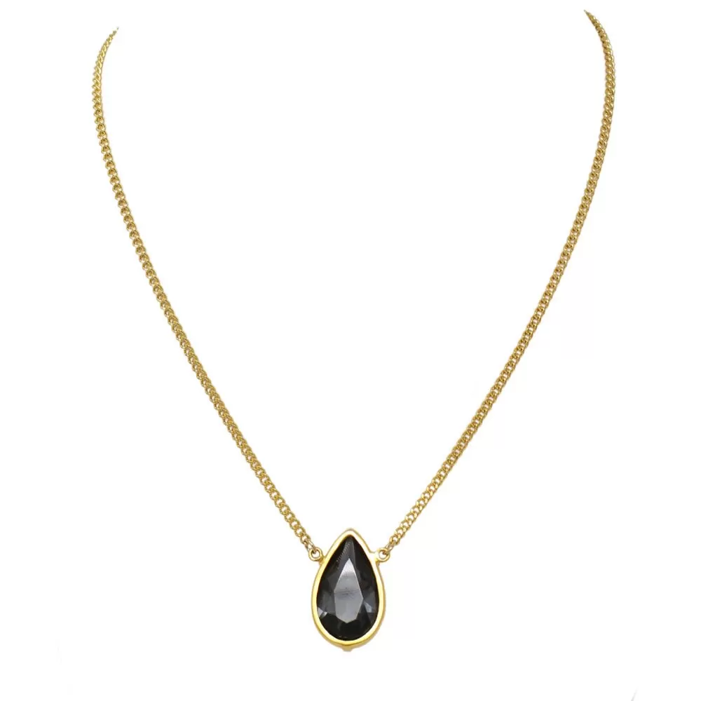 Gold Crystal Teardrop Necklace