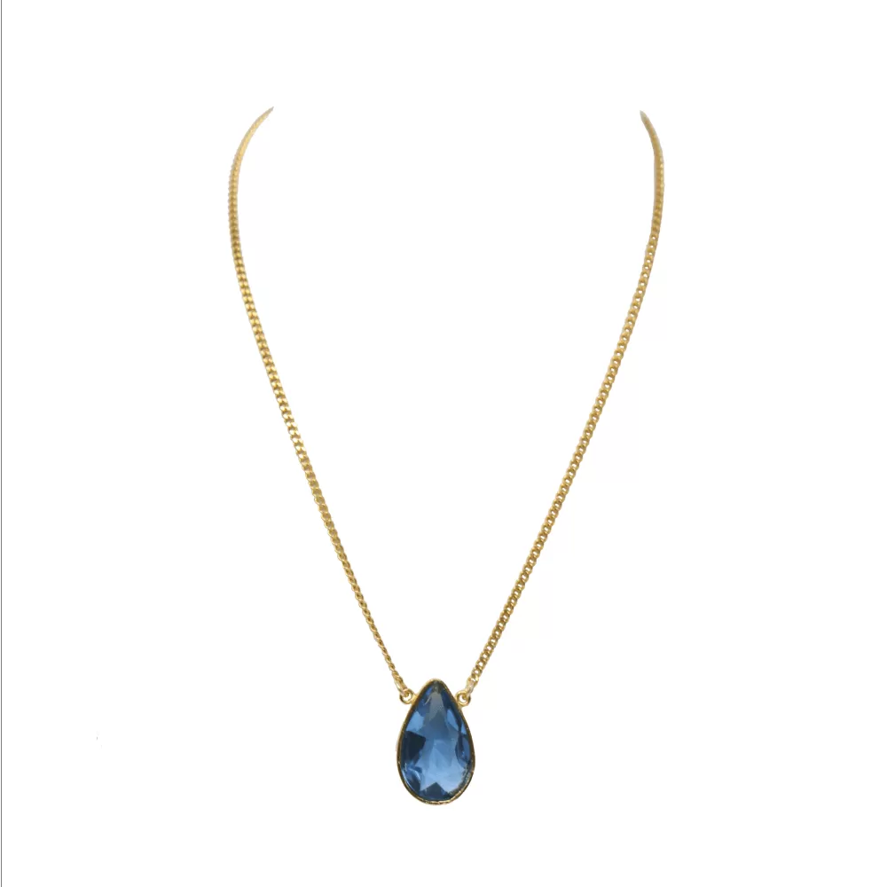 Gold Crystal Teardrop Necklace