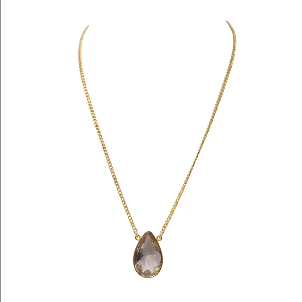 Gold Crystal Teardrop Necklace