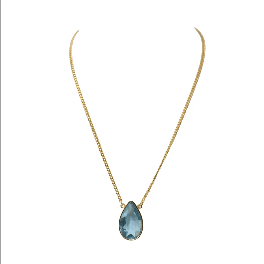 Gold Crystal Teardrop Necklace