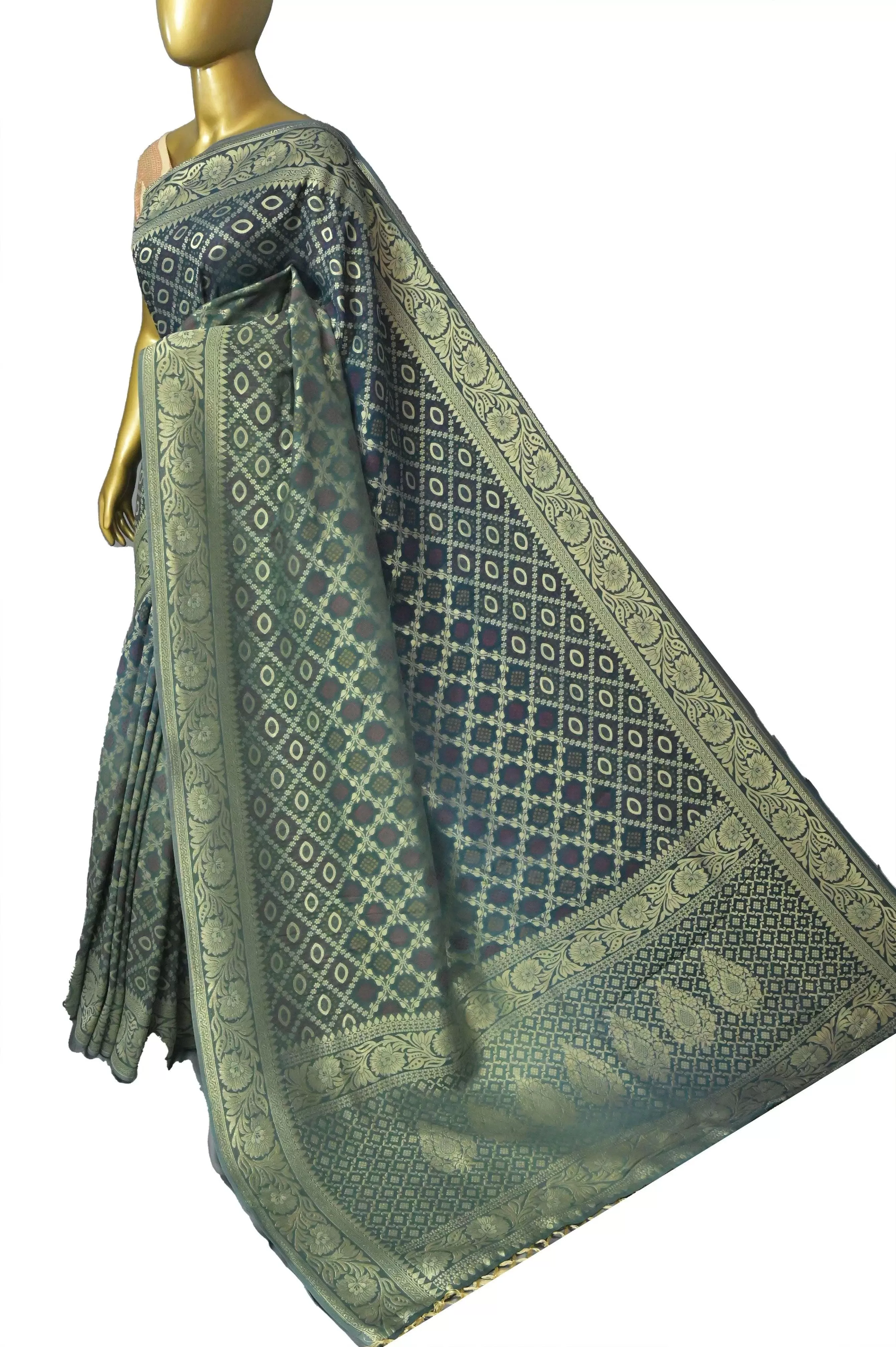 Green Color Khaddi Georgette Saree with Jaal  Work