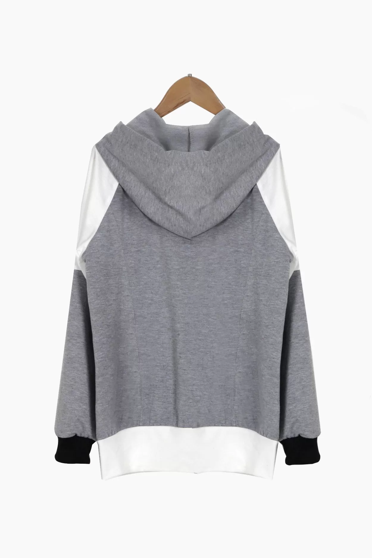 Grey Casual Hooded Outerwear