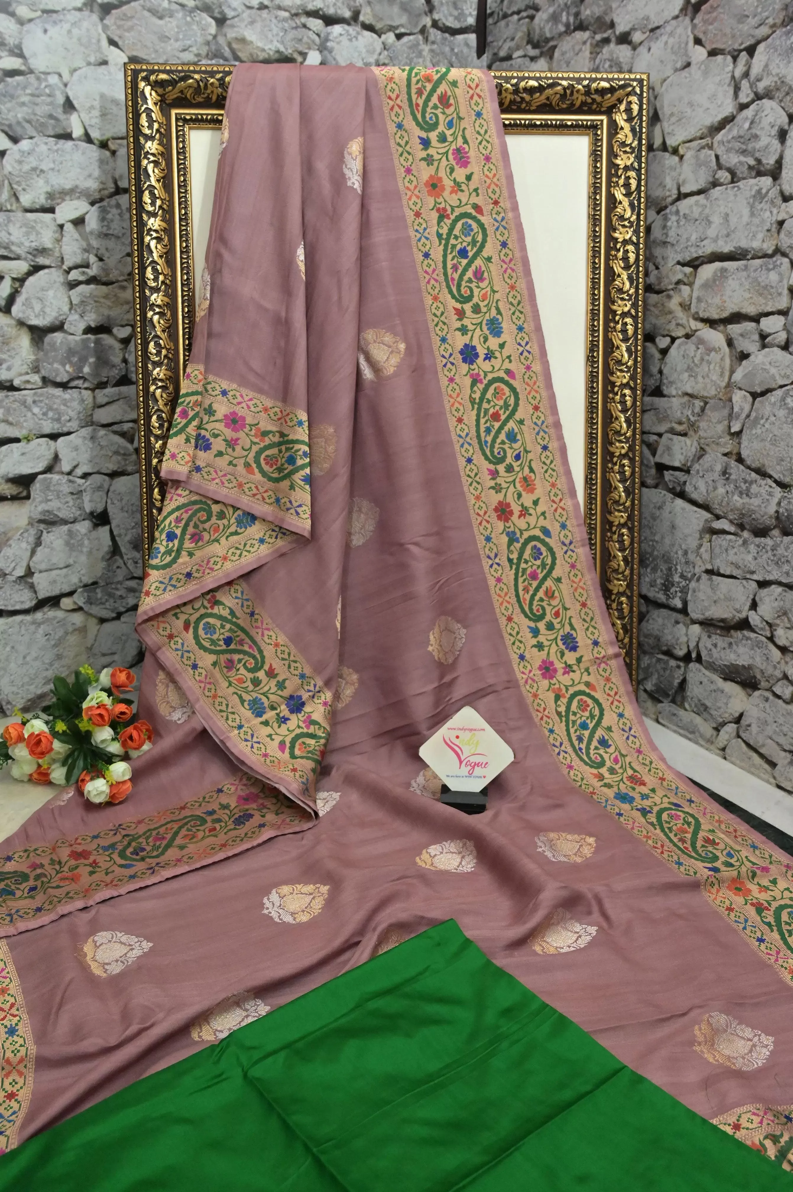 Groundnut Color Tussar Georgette Banarasi Saree