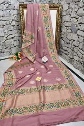 Groundnut Color Tussar Georgette Banarasi Saree