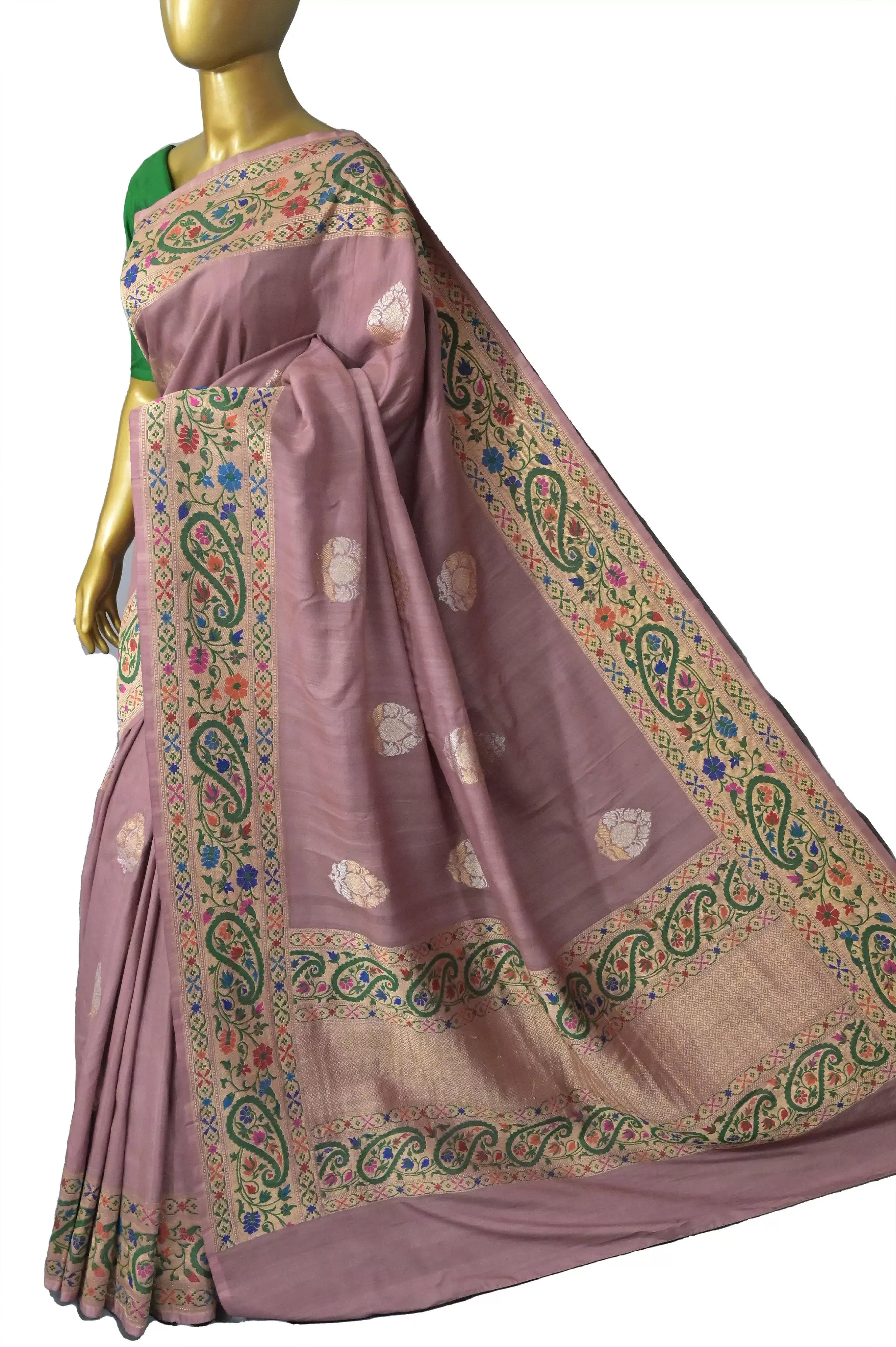 Groundnut Color Tussar Georgette Banarasi Saree