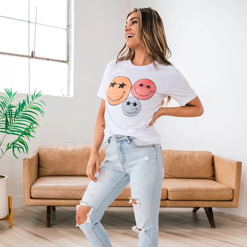 Happy Face White Tee