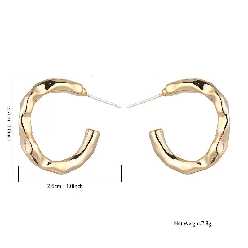 Irregular Textured Gold Plated Earring