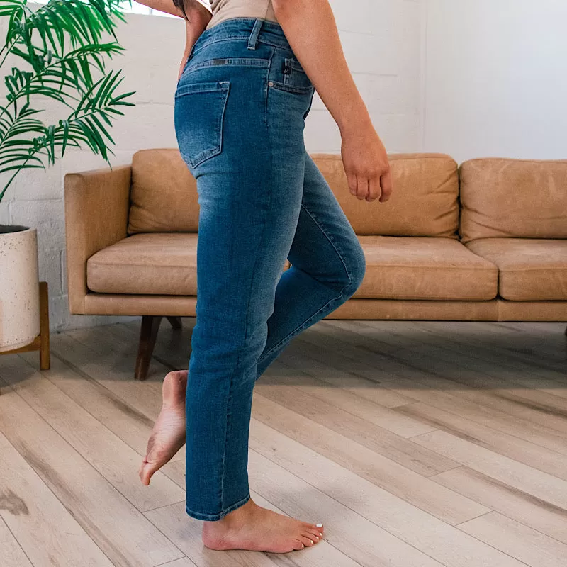 KanCan Navy Button Up Mom Jeans