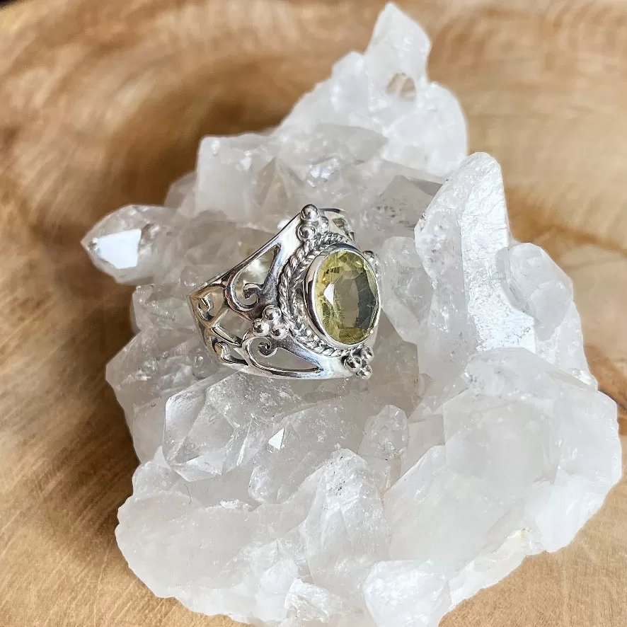 Lemon Quartz Oval Gemstone Ring - Surya