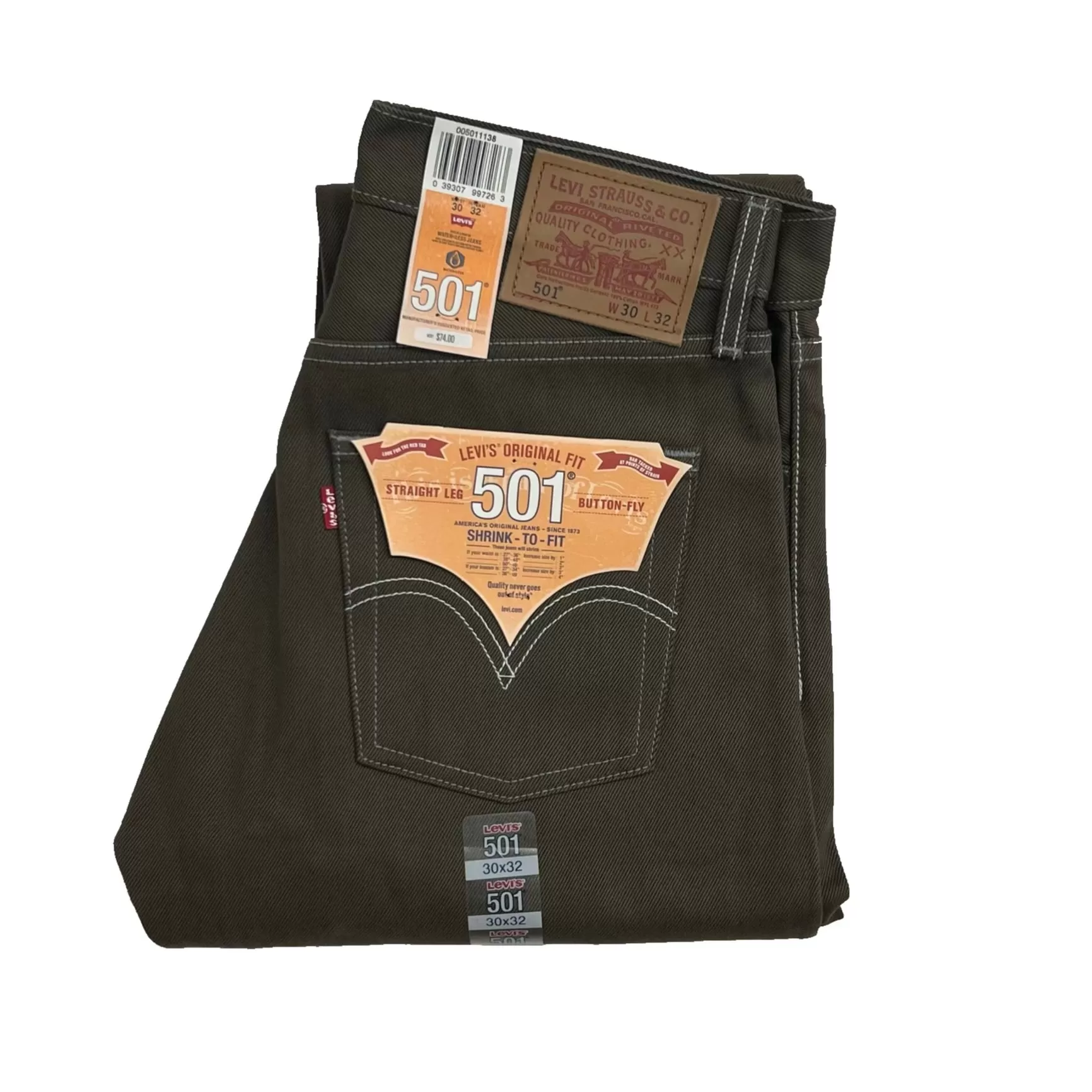 Levi's 501 Shrink-to-Fit British Dark Olive - 1138