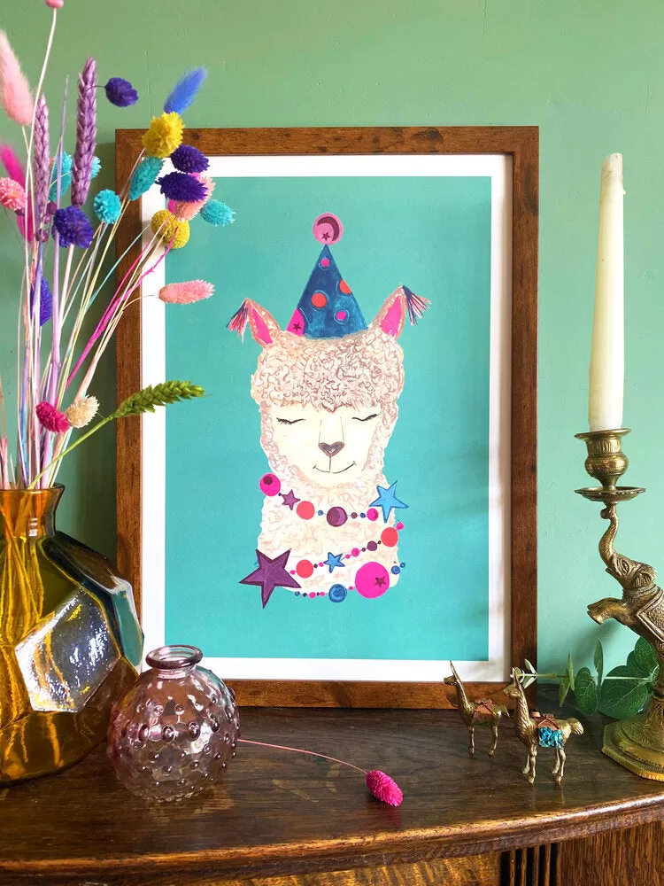 Magical Party Alpaca Art Print