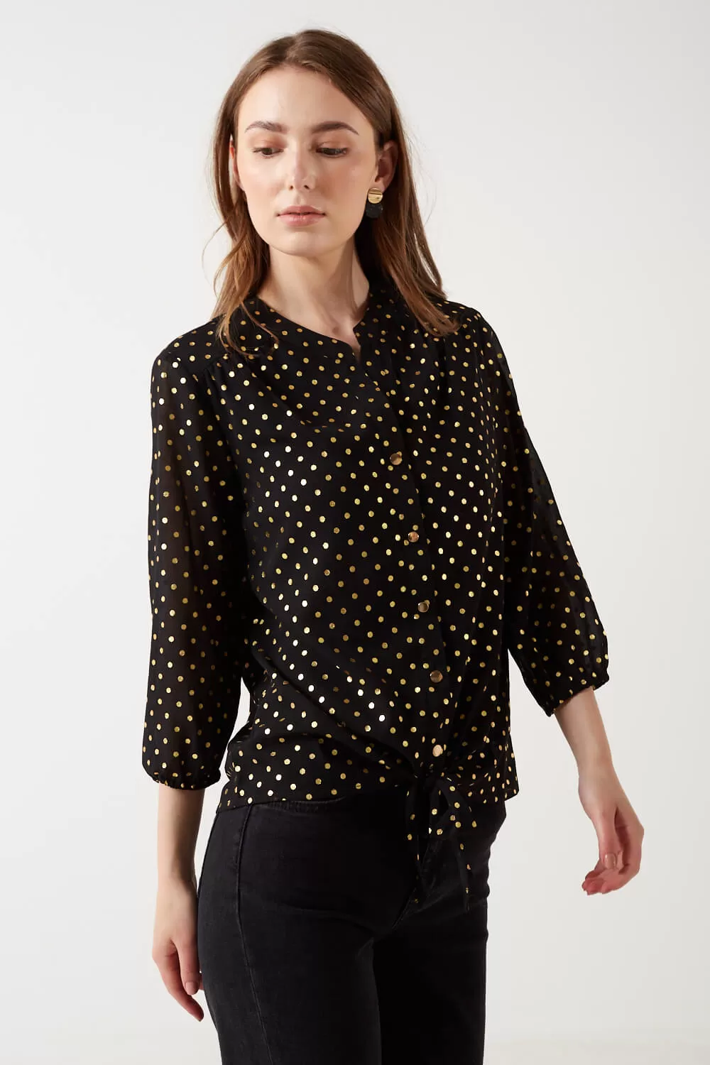 Marc Angelo Lana Collared Tie Top