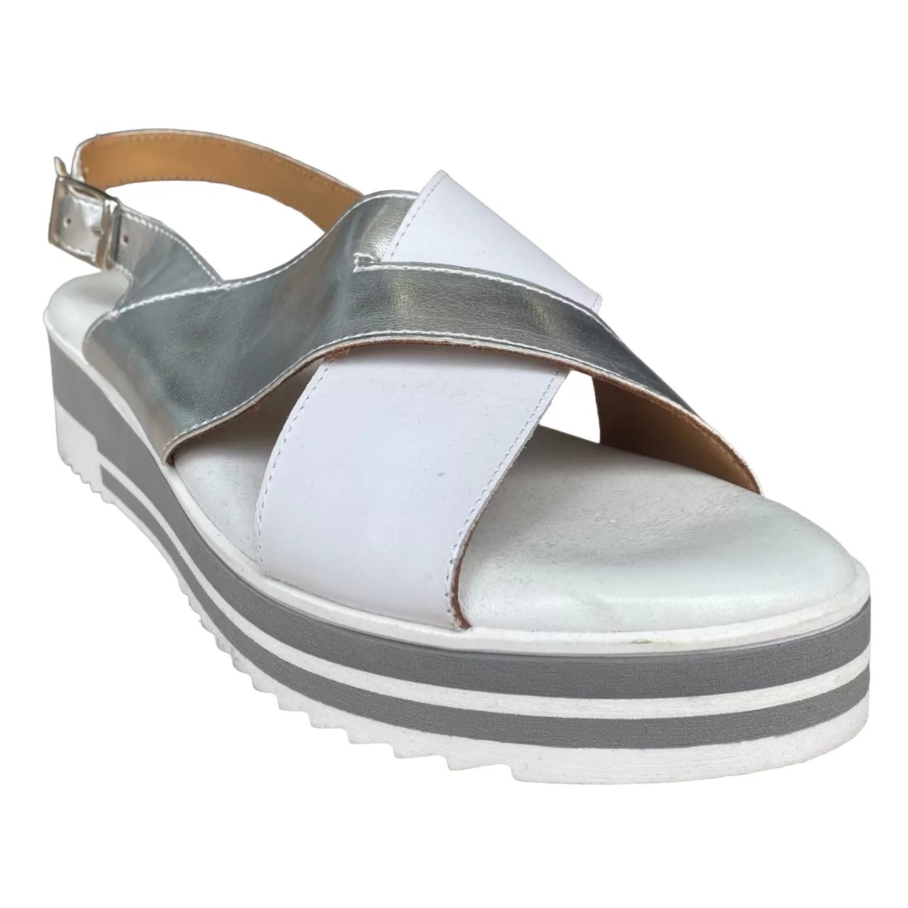 Michelle women's sandal with crossed straps and soft insole OARA1120 white