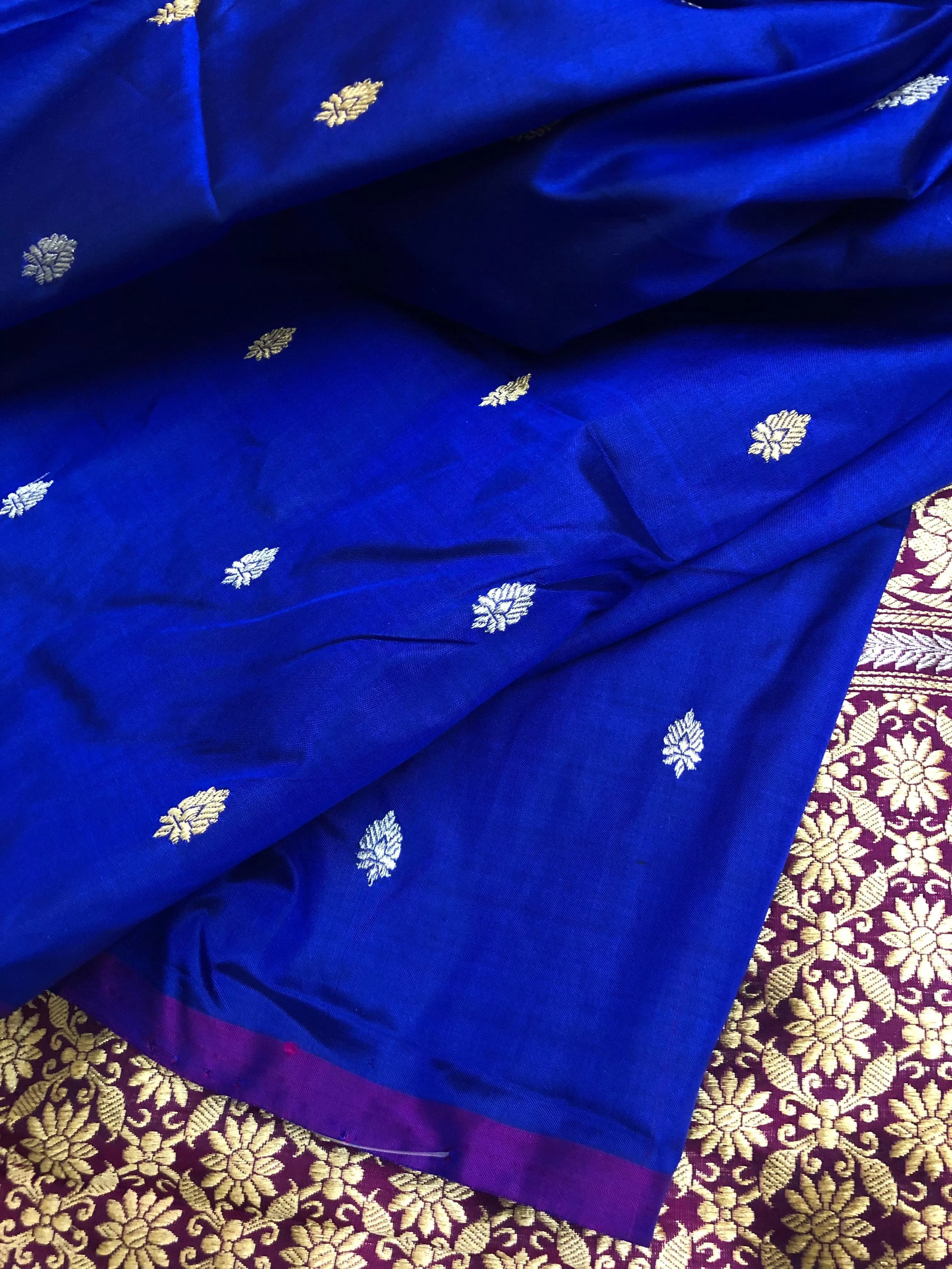 Midnight Blue Color Pure Katan Banarasi Saree with Tanchoi Pallu