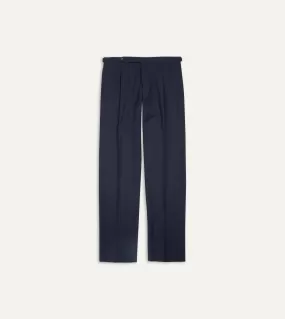 Navy Tropical Wool Single Pleat Trouser