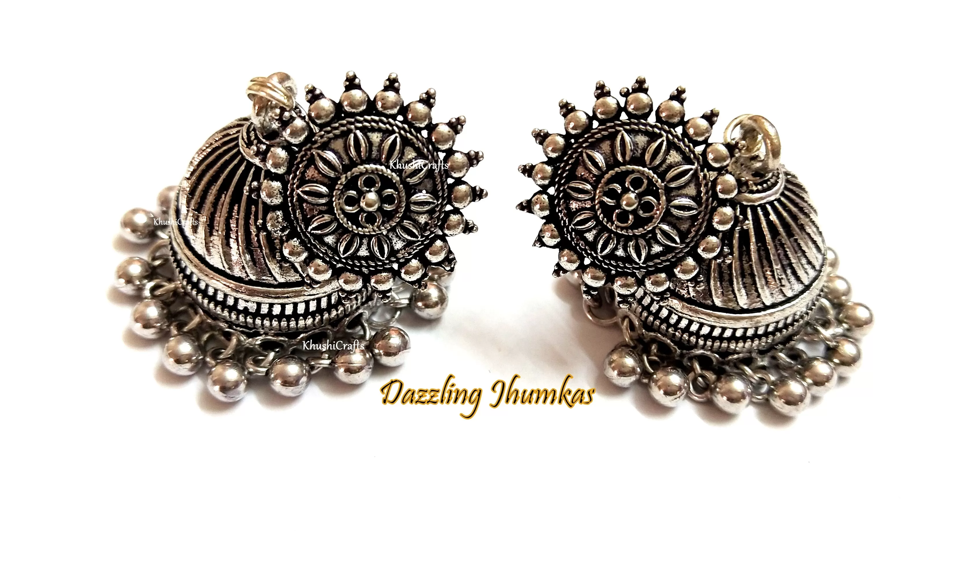 Oxidised Silver Jhumkas