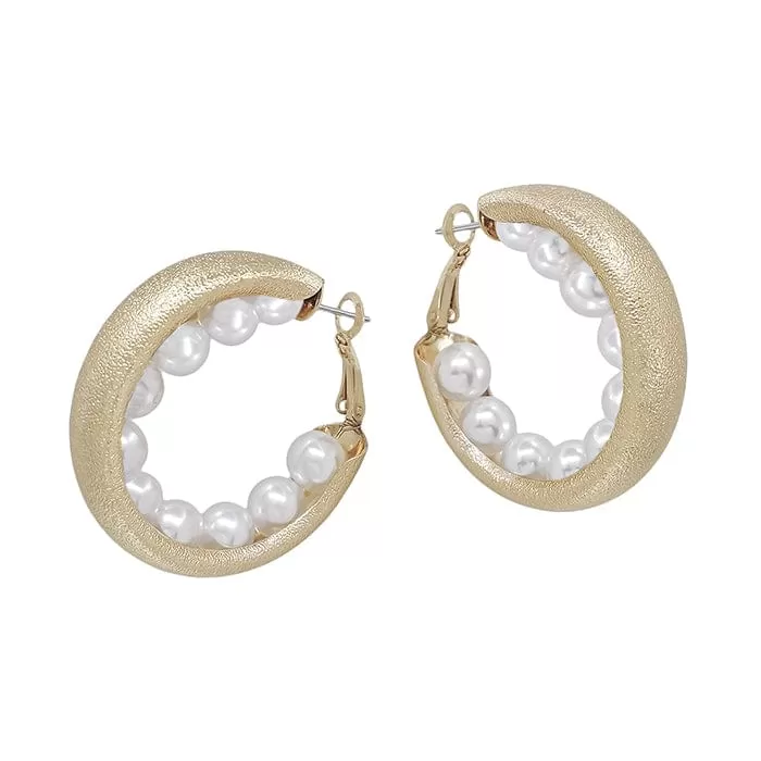 Pearl Lined Hoop Earrings