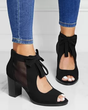 Peep Toe Zipper Heels Sandals