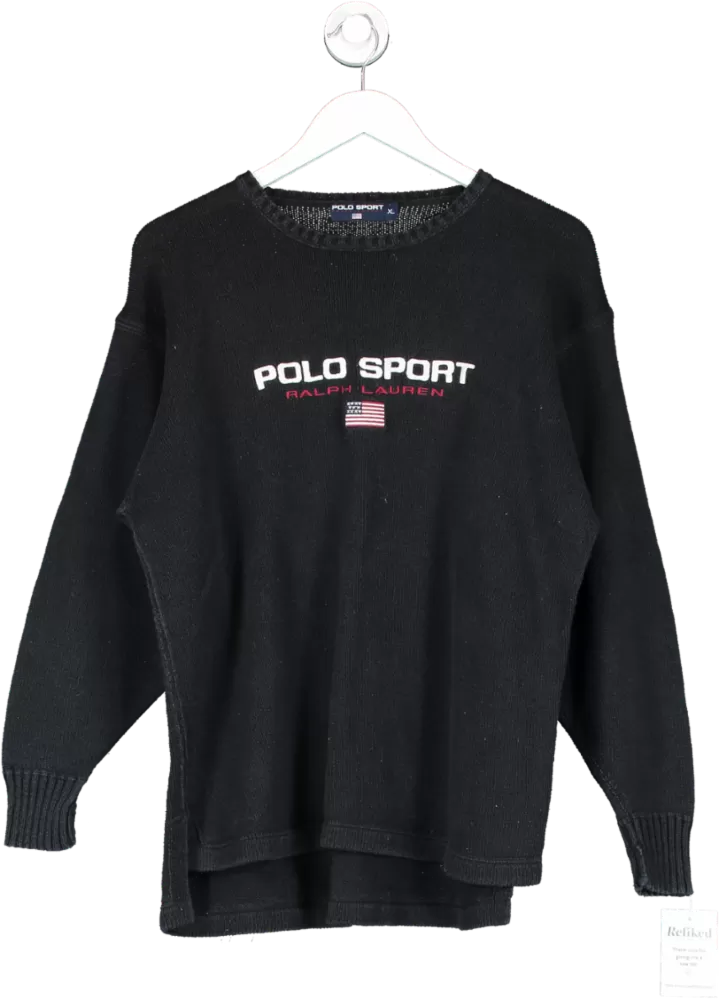 Polo Sport Black Embroidered Logo Jumper UK XL