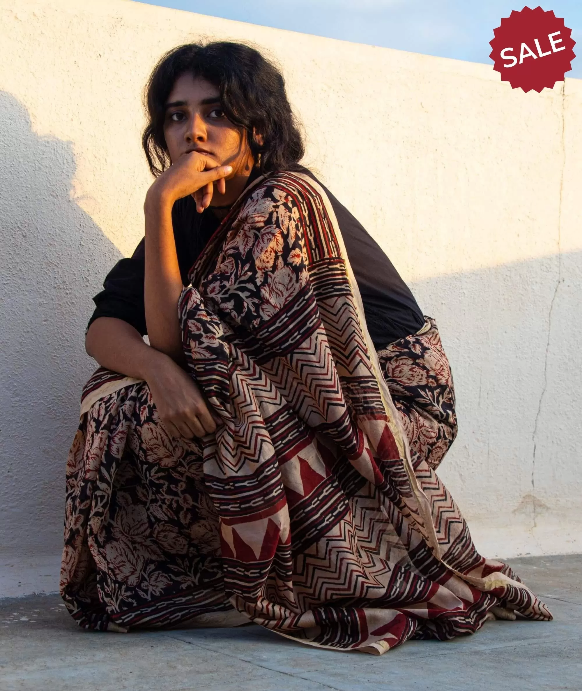 Roheda Balotra Rose print Sindh Chanderi Saree