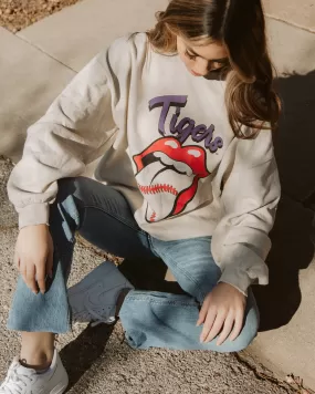 Rolling Stones LSU Tigers Baseball Lick Sand Thrifted Sweatshirt