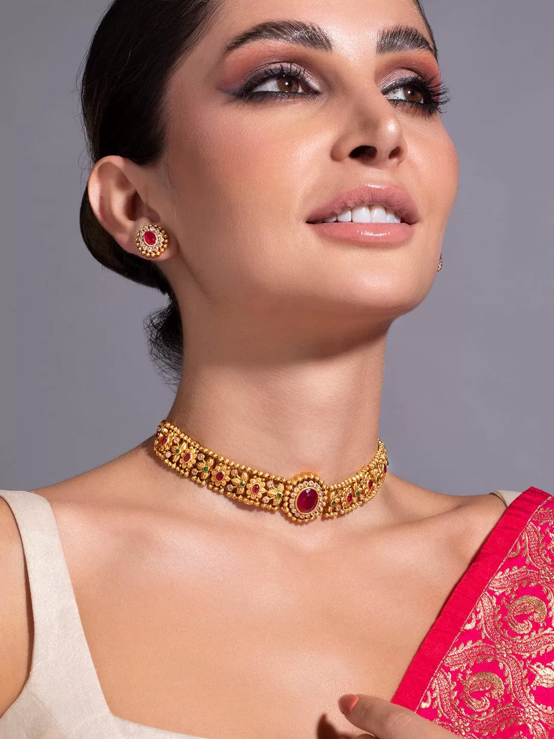 Rubans 24K Gold Plated Handcrafted Intricate Choker Set