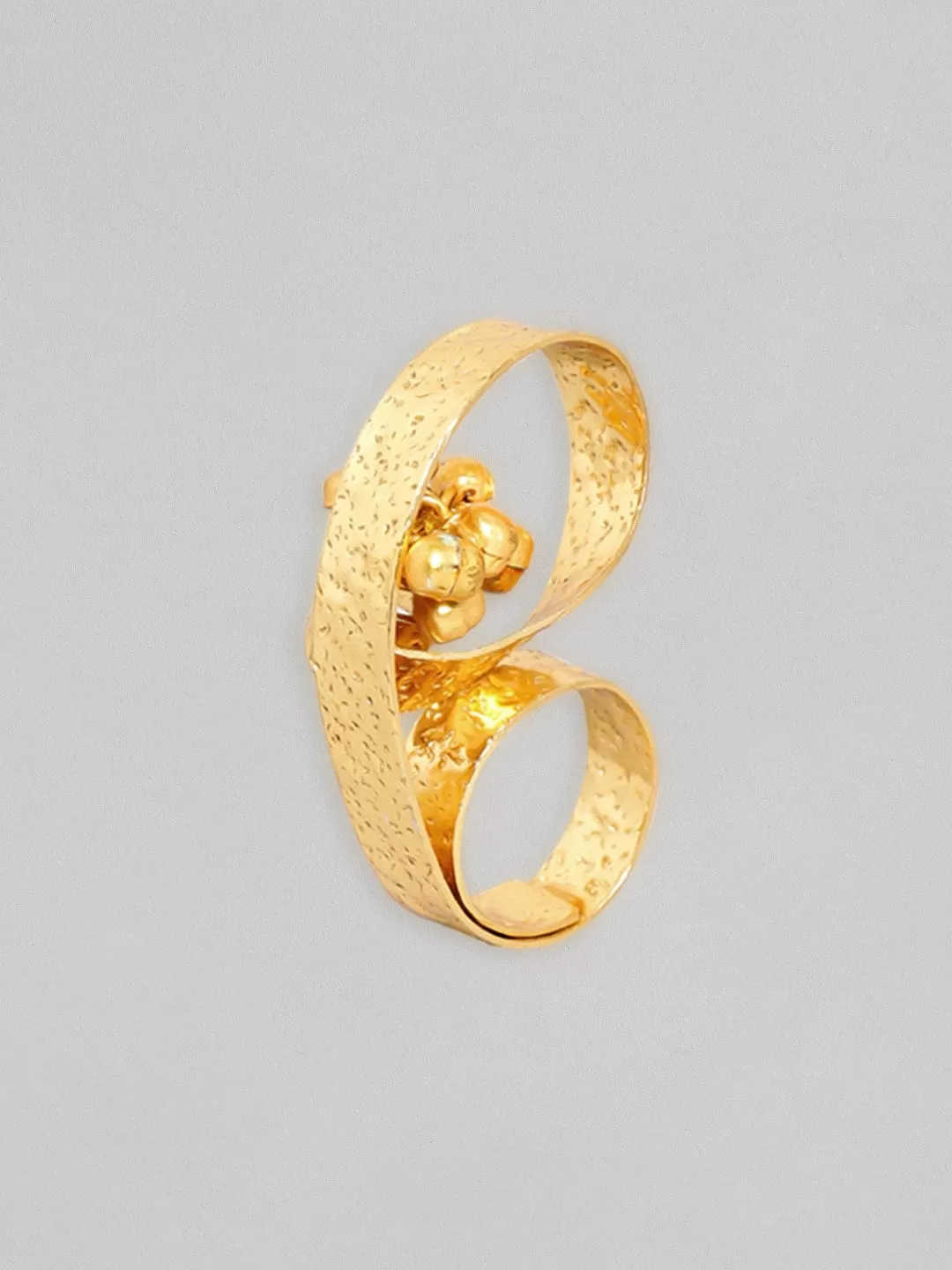 Rubans 24K Gold Plated Handcrafted Ring With Unique Design And Golden Beads