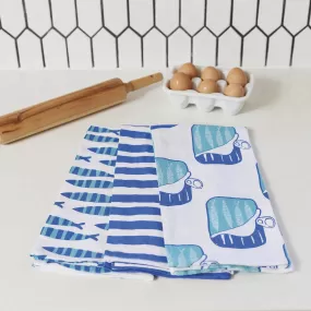 Sardines Cotton Kitchen Towel Set Of 3